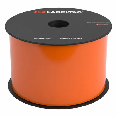 CREATIVE SAFETY SUPPLY LabelTac Pro Model Standard Supply: 3 in x 150 ft, Vinyl, Orange (Gloss) - LabelTac Thermal Transfer Continuous Label Rolls