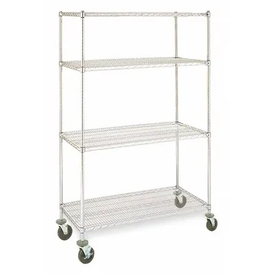 INSTOCK Metal Shelving: 36 in x 18 in x 79 in, Dry/Harsh/Wet, Split Sleeve, 4 Shelves - Corrosion-Resistant Mobile Wire Shelving for Harsh Environments