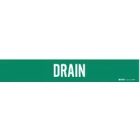 Pipe Marker: Drain, Green, White, Fits 2 1/2 to 7 7/8 in Pipe O.D., 1 Pipe Markers, Without Arrows (MPN 7090-1)