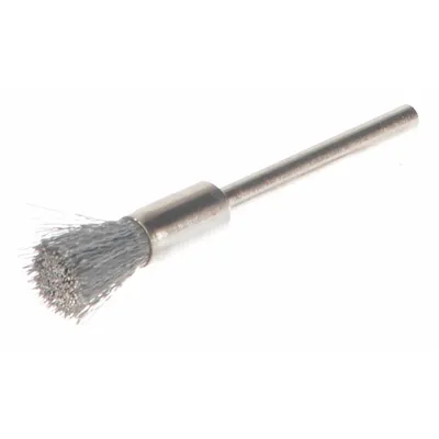 WEILER Miniature End Brush: Crimped Steel, 1/4 in Dia, 0.005 in Fill Dia - Light-Cleaning Brushes for Carbon Steel