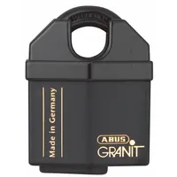 ABUS Padlock: Steel, Unfinished, Black, Covered Shackle, Steel, 5/8 in Vert Clearance, GRANIT (MPN 37/60 MK KD)