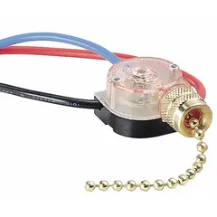 This DP3T pull chain switch from GARDNER BENDER features a brass metal finish and is configured for variable speed and two-circuit operation. It is suitable for controlling fan speed or lighting circuits in residential, commercial, or industrial settings where pull-chain actuation is desired.