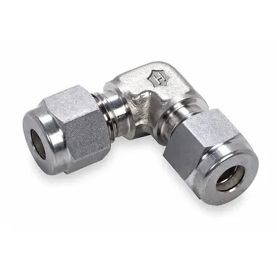 HAM-LET Compression Fitting Elbow: 14 mm OD x 14 mm OD Fitting Size - Double-Ferrule Stainless Steel Fittings