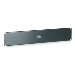 This blank filler panel covers unused 2-rack-unit spaces in standard 19-inch racks. Constructed of black aluminum, it helps maintain airflow, prevent dust ingress, and organize cabling in data centers, server rooms, and telecom closets.