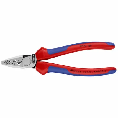 KNIPEX Crimper: Insulated Single Ferrules/Non-Insulated Single Ferrules, Mandrel Crimp - Pliers-Style Wire Ferrule Crimpers