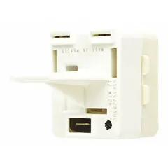 The GE Overload PTC Relay provides overload protection for the compressor start circuit in refrigerators and freezers. It interrupts current during a fault condition to help prevent compressor damage. This relay is used in appliance repair and maintenance.