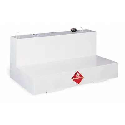 CRESCENT JOBOX Transfer Tank: White, L-Shape, 88 gal Capacity, Steel, 14 ga Thick - L-Shaped Liquid Transfer Tanks
