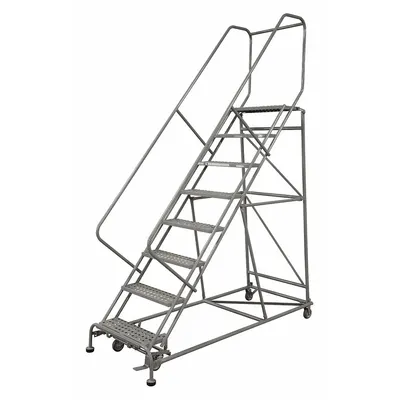 COTTERMAN Rolling Ladder: 10 ft Platform Ht, Unassembled, Steel - Steel Easy-Descent Manual-Lock All-Direction Ladders