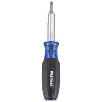 WESTWARD Multi-Bit Screwdriver: Phillips/Slotted/Square Tip, 9 Tips, 7 1/4 in Overall Lg, Double End