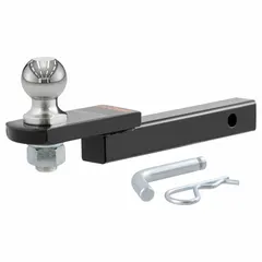 This CURT ball mount kit is a non-adjustable, steel ball mount with a 2-inch ball diameter and a 1-inch compatible shank diameter. It features a rust-resistant powder-coated finish and includes a pin and clip for secure attachment. Designed for Class II hitches, it is suitable for light- to medium-duty towing applications such as trailers, boats, or campers.