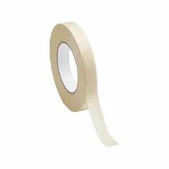 This high-performance masking tape features an off-white acrylic adhesive on a crepe paper backing. It is supplied in a 1/2-inch width by 60-yard roll. Designed for industrial painting, powder coating, and finishing applications where clean removal and sharp paint lines are required.