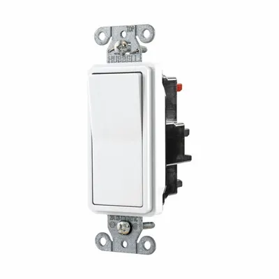 HUBBELL Wall Switch: Rocker Switch, 3-Way, Maintained, White, 120/277V AC - Rocker Wall Switches