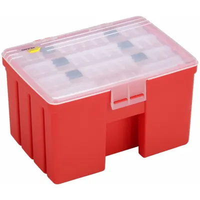 PLANO MOLDING Small Parts Compartmented Box, Red, 5 Compartments, 12x16x10 in - Small Parts Compartmented-Box Systems