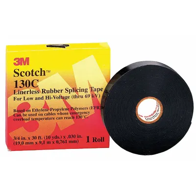 3M Electrical Tape: 1 in Wd, 10 yd Lg, 30 mil Thick, Ethylene Propylene Rubber - High-Voltage Electrical Tape