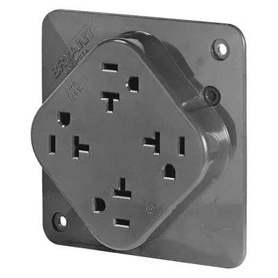 BRYANT 21254GY Quad Receptacle, NEMA 5-20, 125V AC, 20A, 2-Pole/3-Wire, Gray - General Purpose Receptacles