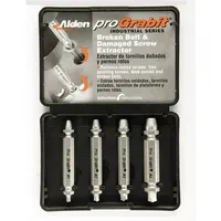 ALDEN Screw Extractor Set: 4 Pc, Double End Extractor Bit, Size #1/#2/#3/#4, #4 to #24 Capacity (MPN 8440P)