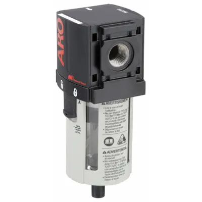 ARO Compressed Air Filter: Particulate, 3/8 in NPT, 5 micron, 107 cfm, 150 psi Max Op Pressure - ARO FRL Air Filters