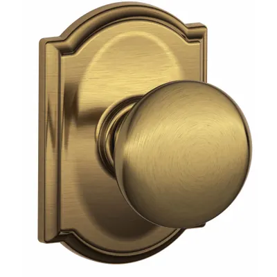 SCHLAGE F10 PLY 609 CAM Passage Knob Lockset, Brass, Camelot Style - Passage Knob Locksets