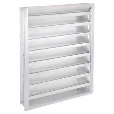 Dayton 36"H 24"W Drnbl Extrd Alu Intake Louver: Hat Channel, Recess Mount, 35 1/2 in H - Drainable Stationary-Blade Louvers
