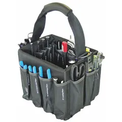 This 84-piece SAE tool set includes a 3/8 in drive socket set, long-nose pliers, multi-bit screwdriver, and adjustable wrench, all organized in a tool bag. Suitable for general maintenance and repair tasks on machinery and equipment.
