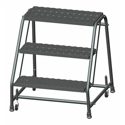 BALLYMORE Step Stool: 2.4 ft Overall Ht, 450 lb Load Cap, 3 Steps, Steel - Rolling Step Stools
