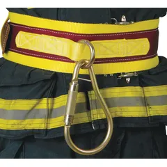This GEMTOR ladder escape belt is constructed with nylon webbing and steel hardware, featuring a tongue buckle. It fits waist sizes 36 in to 42 in and meets NFPA 1983 standards. Designed for emergency egress and rescue operations, it is suitable for use with ladders and elevated structures.