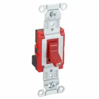 HUBBELL Wall Switch: Toggle Switch, Single Pole, Maintained, Red, 120/277V AC, 20 A (MPN SNAP1221ILR)