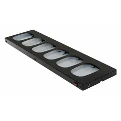 Multi-unit adapter for charging up to six PT Series radios simultaneously. Operates on 110 to 220 V input voltage. Suitable for environments where multiple two-way radios require centralized charging.