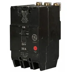 The GE TEYF390 is a 90 A molded case circuit breaker from the TEY series, rated for 18kA at 277/480V AC. It features a fixed instantaneous trip mechanism and lug-type terminal connections, with ABC phase connection. This breaker is used for overcurrent protection in electrical distribution panels in commercial and industrial settings.