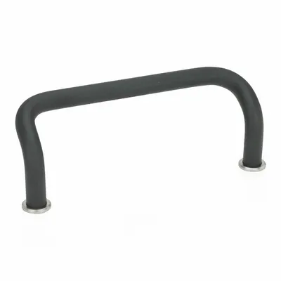 JW WINCO Pull Handle: Threaded Holes, Steel, Black, 3.94 in Mounting Hole Center to Center - Load-Rated Offset Pull Handles