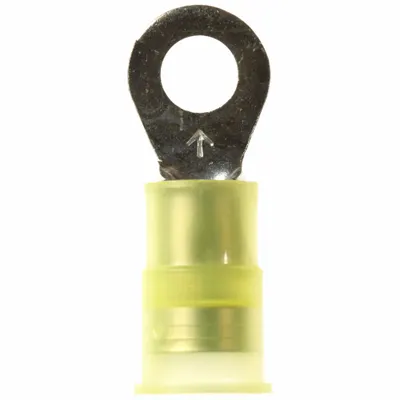 3M Ring Terminal: Yellow, Nylon Insulation, #10 Stud Size, 12 AWG to 10 AWG Wire Sizes - Insulated Ring Terminals