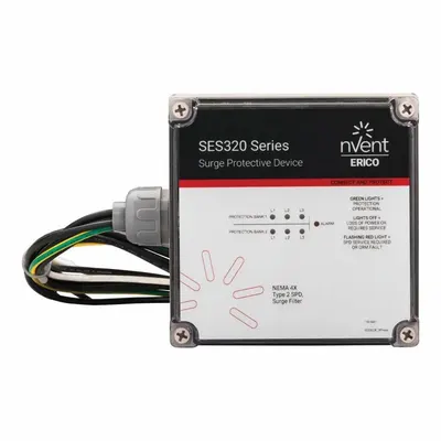 NVENT ERICO Surge Protection Device: Single Phase, 120/240V AC, 180/360V, Polycarbonate - External Surface-Mount SPDs