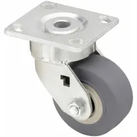 APPROVED VENDOR Plate Caster: Swivel, No Brake, Rubber, 4 in Wheel Dia., 2 in Wheel Wd, Slot, Ball (MPN P24S-PRP040K-14)