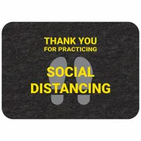 PIG Floor Sign Mat: Thank you for Practicing Social Distancing, 2 ft x 17 in, 2 ft Overall Wd, 4 PK (MPN GMM21004-BK)