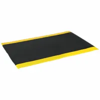 Antifatigue Mat: Diamond Plate, 2 ft x 6 ft, 1/2 in Thick, Black with Yellow Border, PVC Foam (MPN 419S0026BY)