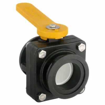 BANJO Manual Two-Way Ball Valve: 2 in, Polypropylene, Straight, Flange x Flange - Polypropylene Ball Valves