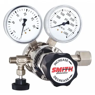 SMITH EQUIPMENT High Purity Gas Regulator: Two Stage, CGA 590 Inlet, 1/4" NPT M Outlet - Air & Inert Gas Regulators