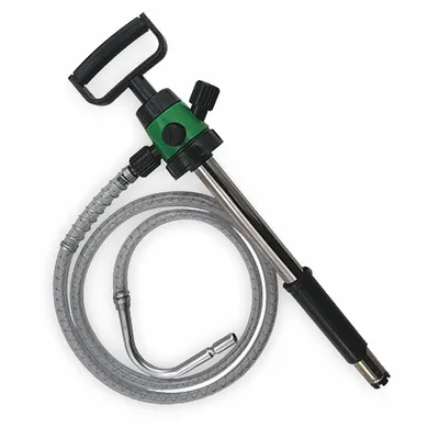 OILSAFE Hand Pump: Piston Action, Pump with Hose, Nozzle & Spout, ABS/Stainless Steel Housing - Down-Stroke Drum Pumps