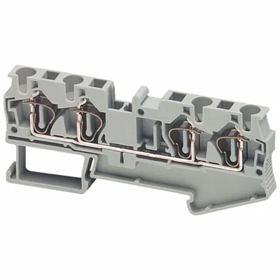 SCHNEIDER Terminal Block: DIN Rail Mounting Type, Spring Wire Termination, 4 Wire Terminals - Pass-Through Blocks