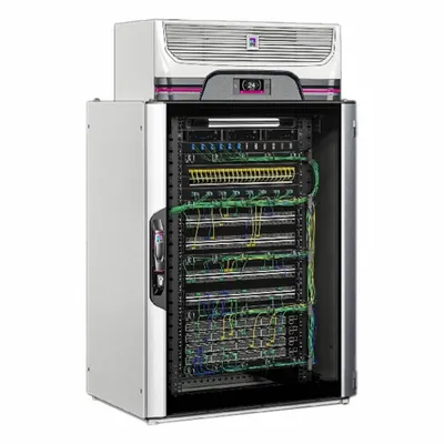 RITTAL Micro Data Center: RiMatrix Blue e+, 1.6 kW Max Rated IT Load, 24U, NEMA 12 - Rittal RiMatrix Blue e+ Micro Data Center Systems
