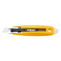 OLFA Safety Knife: 6 in Overall Lg, Plain, 1 1/4 in Overall Wd, Plastic, Yellow, Quick-Change (MPN SK-9)