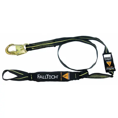 FALLTECH Shock-Absorbing Lanyard: Shock Pack, Steel Snap Hook, Kevlar Web Loop - General Fall Protection Shock-Absorbing Lanyards