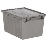 ORBIS Attached Lid Tote: 12.7 gal, 21 3/4 in x 14 7/8 in x 12 1/8 in, Gray Body, Gray Lid, Plastic (MPN FP171 GRAY)