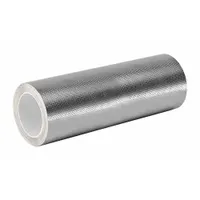 Silver embossed foil tape, 6 yards long, 5 mil thick, rated for 600 V. Provides a conductive path for EMI shielding, grounding, and splicing in electrical and electronic applications