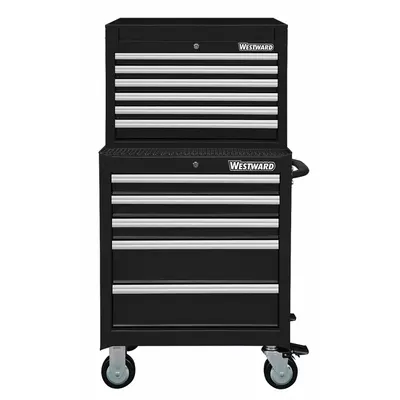 WESTWARD Tool Chest and Cabinet Combination: 11 Drawers, Light Duty, Keyed - Light-Duty Top Chest & Rolling Cabinet Combos