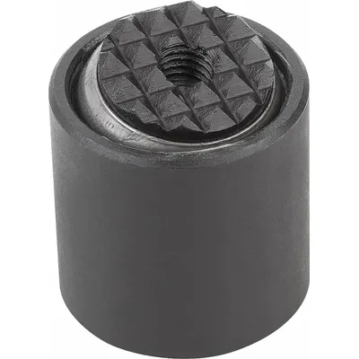 KIPP Tapped Gripper w/Serrated Pad: M6, 7 mm Tap Dp, 10 mm Pad Dia, 28 kN Max Load - Tapped Grippers with Serrated Steel Pad