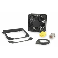 Fan kit for server rack enclosures, includes cord. Overall dimensions: 1 1/2 in depth, 4 1/8 in height, 8 1/2 in width. Used to provide cooling airflow inside server rack enclosures.
