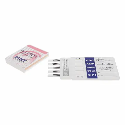 ACCUTEST Urine Drug Test Kit: 25 Tests, AMP/COC/MET/OPI 2000/THC, No Reagants Required - Drug Testing Kits
