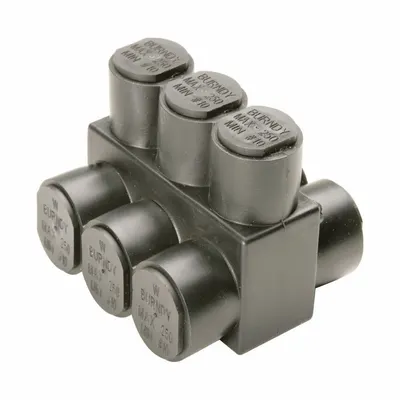 BURNDY Multitap Connector: 3 Port, Double-Sided Entry, 10 AWG – 350 kcmil Wire Size - Dry-Location Double-Sided Entry Multitap Connectors