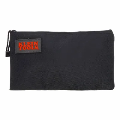 KLEIN TOOLS Tool Bag: 12 1/2 in W x 1/2 in D x 7 in H, Black, Cordura, 1 Inside Pockets - Nylon Flat Zippered Tool Bags